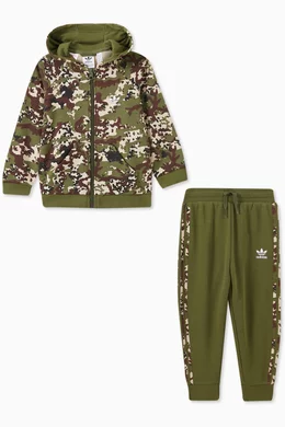 Buy adidas Green Camo Logo Hoodie Joggers Set in French Terry For Baby Boys Online Ounass Bahrain