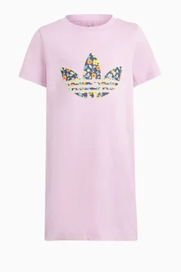 Buy adidas Pink Floral Trefoil T shirt Dress in Cotton Jersey For Girls Online Ounass Bahrain