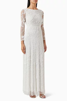 Buy Amelia Rose White Bead embellished Maxi Dress For Women Online Ounass Bahrain