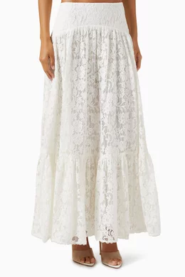 Buy Zimmermann Neutral Tranquillity Maxi Skirt in Lace For Women Online Ounass Bahrain