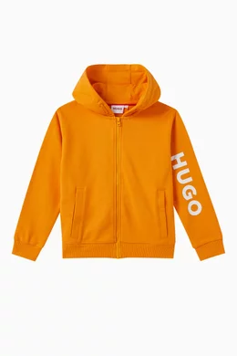 Buy HUGO Yellow Logo Zip Hoodie in Jersey For Boys Online Ounass Bahrain