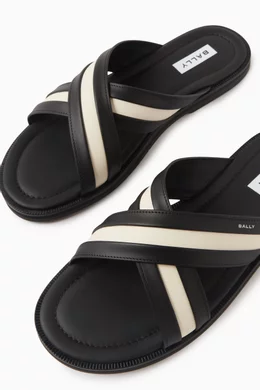 Buy Bally Black Gherry Slides in Leather For Men Online Ounass Bahrain