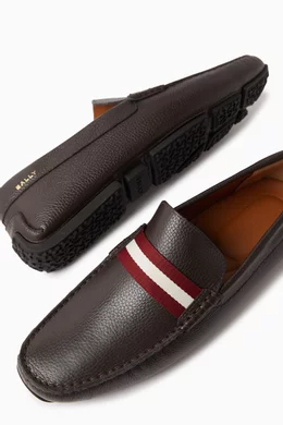Buy Bally Brown Perthy Driver Shoes in Grained Leather For Men Online Ounass Bahrain