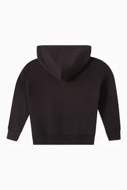 Buy Calvin Klein Black Logo Intarsia Hoodie in Cotton terry Blend For Boys Online Ounass Bahrain