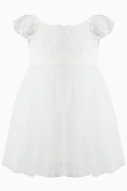 Buy Miniclasix White Ruffles detail Dress For Baby Girls Online Ounass Bahrain