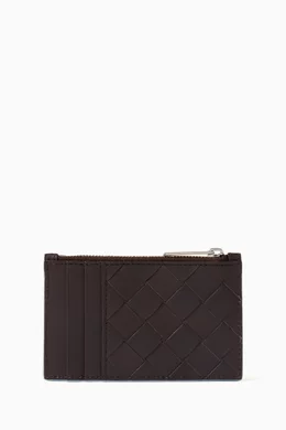 Buy Bottega Veneta Brown Intrecciato Zippered Card Case in Calf Leather For Men Online Ounass Bahrain