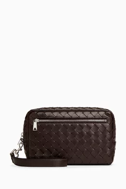 Buy Bottega Veneta Brown Pouch With Wristlet in Intrecciato Leather For Men Online Ounass Bahrain
