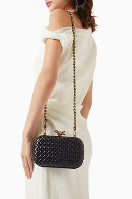 Buy Bottega Veneta Black Knot Minaudiere Clutch with Chain in Intreccio Calfskin For Women Online Ounass Bahrain