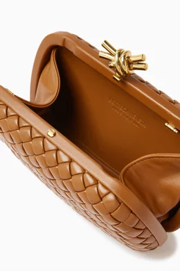 Buy Bottega Veneta Brown Knot Minaudiere Clutch with Chain in Intreccio Calfskin For Women Online Ounass Bahrain