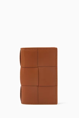 Buy Bottega Veneta Brown Cassette Flap Card Case in Intrecciato Leather For Men Online Ounass Bahrain
