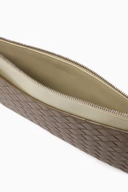Buy Bottega Veneta Brown Oblique Zipped Pouch in Intrecciato Leather For Men Online Ounass Bahrain