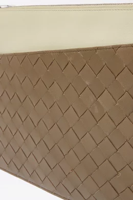 Buy Bottega Veneta Brown Oblique Zipped Pouch in Intrecciato Leather For Men Online Ounass Bahrain