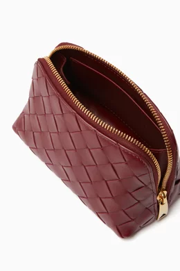 Buy Bottega Veneta Red Small Half Moon Beauty Pouch in Intrecciato Leather For Women Online Ounass Bahrain