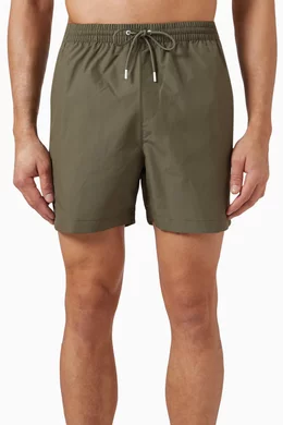 Buy Calvin Klein Green Medium Drawstring Logo Tape Swim Shorts For