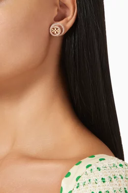 Buy Tory Burch Gold Miller Pave Double Ring Stud Earring in Gold plated Brass For Women Online Ounass Bahrain