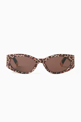 人気！JACQUEMUS ブラウン Les Lunettes Ovalo サングラス Jacquemus Les Lunettes Ovalo sunglasses for Women - Animal