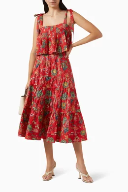 Buy Ulla Johnson Red Ivy Cropped Tank Top in Cotton For Women Online Ounass Bahrain