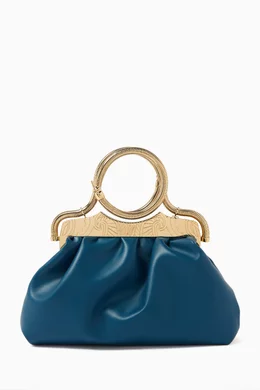 Buy Okhtein Blue The Bangle Clutch Bag in Nappa For Women Online Ounass Bahrain