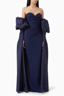 Buy Chiara Boni La Petite Robe Blue Taffeta sleeves Maxi Dress in Jersey For Women Online Ounass Bahrain