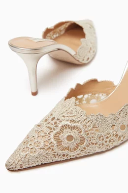 Lace crochet flat mules best sale