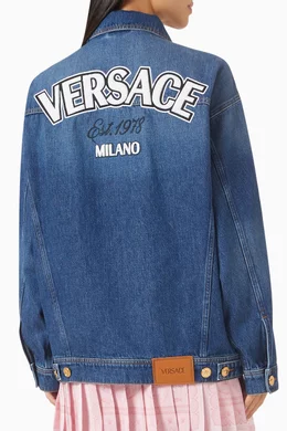 Versace logo denim jacket cheap
