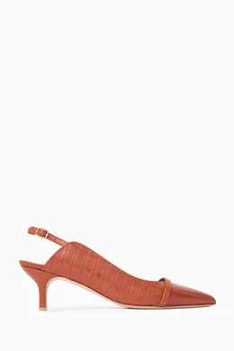 Buy Malone Souliers Brown Marion 45 Slingback Pumps in Croc