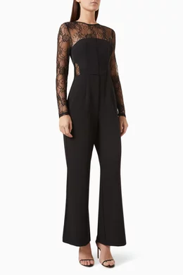 Buy Mossman Black Entwine Jumpsuit in Stretch lace For Women Online Ounass Bahrain