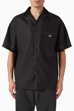 Buy Prada Black Short sleeved Bowling Shirt in Silk For Men Online Ounass Bahrain