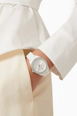 Buy Emporio Armani Silver Leo Ceramic Watch 36mm For Women Online Ounass Bahrain