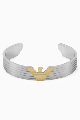 Buy Emporio Armani Silver Eagle logo Cuff Bracelet in Stainless Steel For Men Online Ounass Bahrain