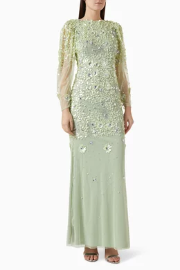 Buy Amelia Rose Green Sequin embellished Maxi Dress For Women Online Ounass Bahrain