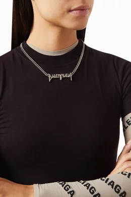 Buy Balenciaga Silver Typo Necklace in Metal For UNISEX Online Ounass Bahrain