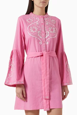 Buy Melissa Odabash Pink Everly Mini Kaftan in Cotton linen For Women Online Ounass Bahrain