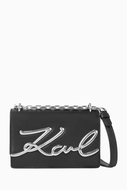 Buy KARL LAGERFELD Black Small K Signature Shoulder Bag in Leather For Women Online Ounass Bahrain