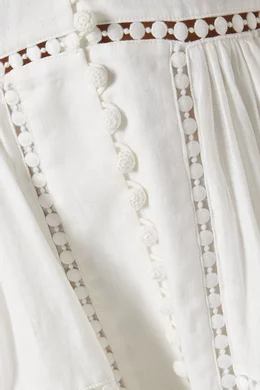 Buy Zimmermann Neutral Pop Embroidered Mini Dress in Linen For Women Online 