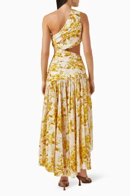 strapless open back dress V-Neck Wedding-Guest Dress with One-Shoulder Ruffle– PromGirl main image 1