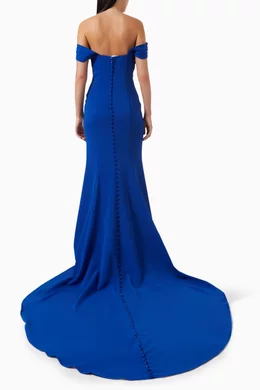 Buy Jovani Blue Off-shoulder Heart-shaped Gown in Crepe For Women Online |  Ounass Bahrain