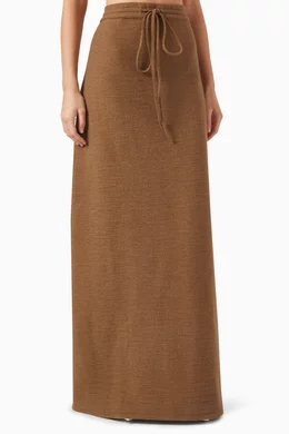 Buy Ura Brown Anya Drawstring Maxi Skirt in Knit For Women Online Ounass Bahrain