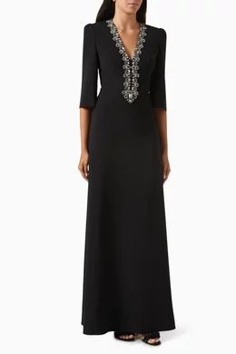 Buy Jenny Packham Black Rive Gauche Embellished Gown in Crepe For Women Online Ounass Bahrain
