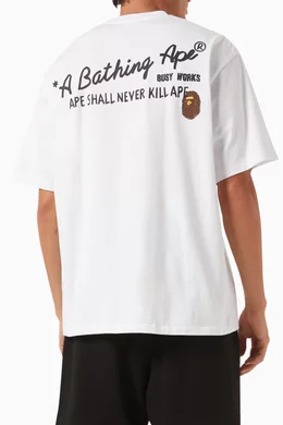 Buy A Bathing Ape White Hand Draw Bape T shirt in Cotton jersey For Men Online Ounass Bahrain