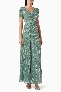 Buy Maya Green Sequin embellished Maxi Dress For Women Online Ounass Bahrain