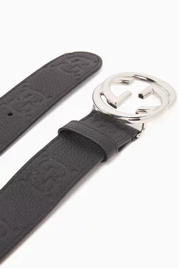Buy Gucci Black Interlocking G Belt in GG Embossed Leather For Men Online Ounass Bahrain