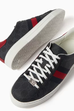 Buy Gucci Black Ace Sneakers in GG Supreme canvas Leather For Men Online Ounass Bahrain