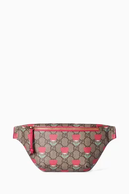 Buy Gucci Neutral Floral Print GG Belt Bag in Supreme Canvas For Kids Online Ounass Bahrain