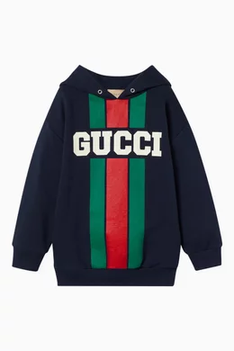 Buy Gucci Blue Web Hooded Sweatshirt in Cotton For Boys Online Ounass Bahrain