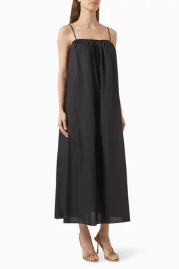 Buy Matteau Black Voluminous Midi Sundress in Organic Cotton For Women Online Ounass Bahrain