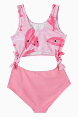 Buy Givenchy Pink Fish Graphic Logo Print Swimsuit in Stretch Nylon For Girls Online Ounass Bahrain
