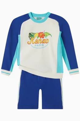 Buy KENZO KIDS Blue Logo Print Sweatshirt in Organic Cotton For Boys Online Ounass Bahrain