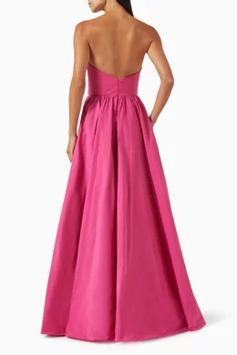 Buy Marchesa Notte Pink Pleated Bow Gown in Taffeta For Women Online Ounass Bahrain