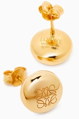 【VIP価格】LOEWE ANAGRAM PEBBLE EARRINGS Anagram Pebble stud earrings in sterling silver Silver - LOEWE